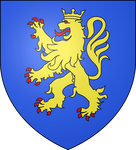 D’azur, au lion couronné d’or, allumé, armé et lampassé de gueules